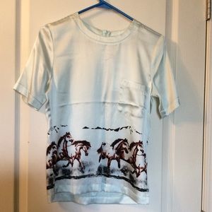 Ganni silk horse shirt NWT
